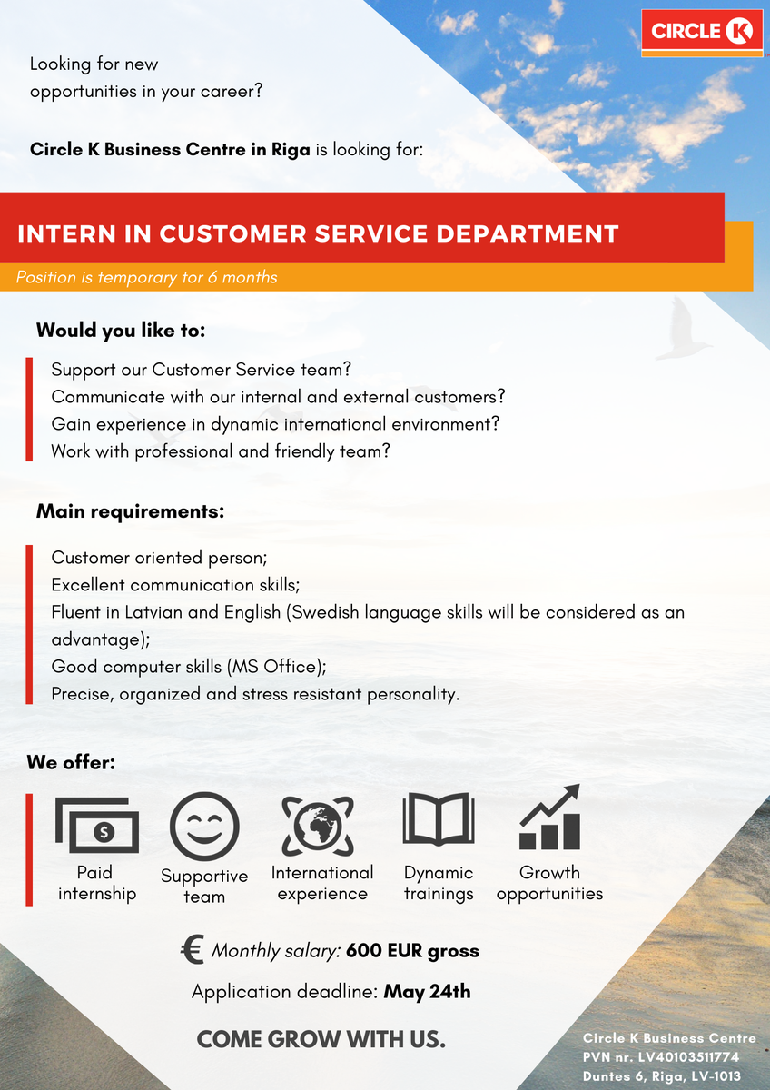 Intern in Customer Service Department