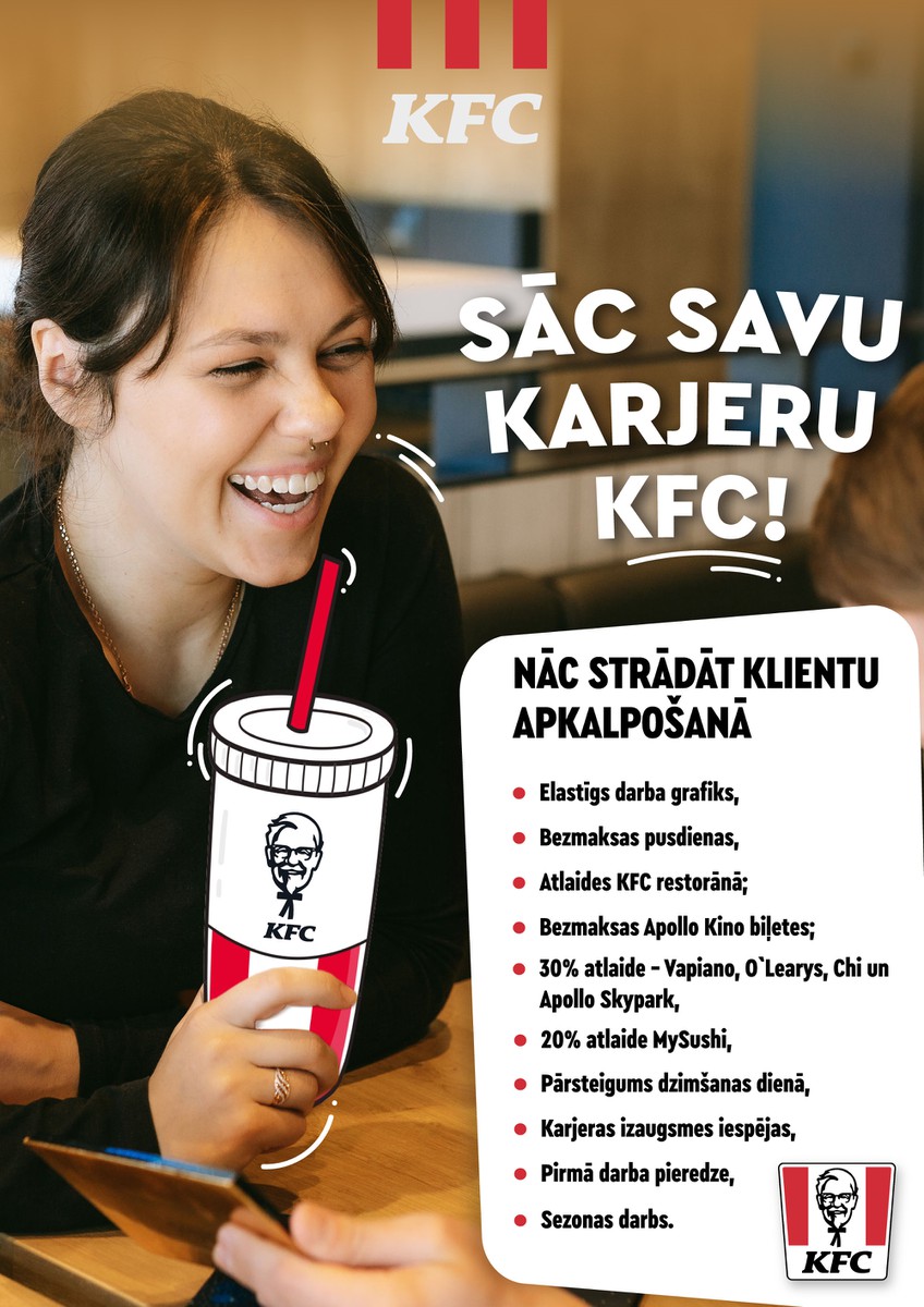 KFC - kasieris, virtuves darbinieks ( T/C Akropole Alfa)